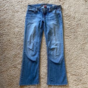 Medium wash cropped bootcut jeans